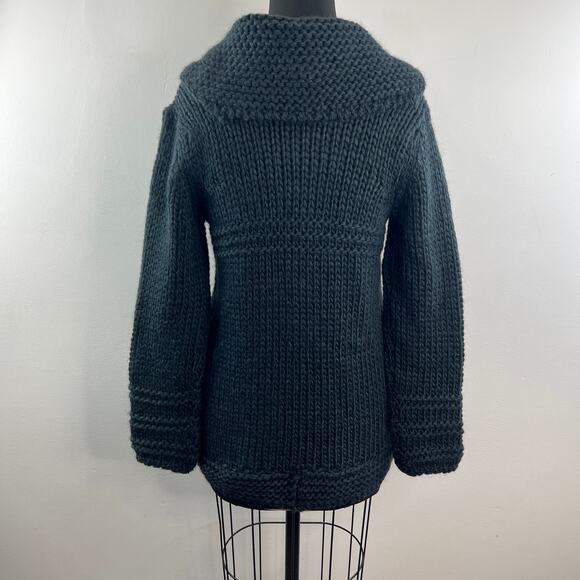 Berretti Navy Cardigan Sweater Chunky Knit Shawl Collar Drop Shoulder Sz Medium - Picture 6 of 9
